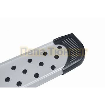 Пороги алюминиевые Standart Silver 1800 серебристые Slitkoff для Geely Tugella 2020-