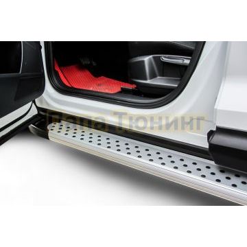 Пороги алюминиевые Standart Silver 1800 серебристые Slitkoff для Geely Tugella 2020-