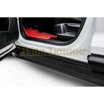 Пороги алюминиевые Standart Black 1800 черные Slitkoff для Geely Tugella 2020-
