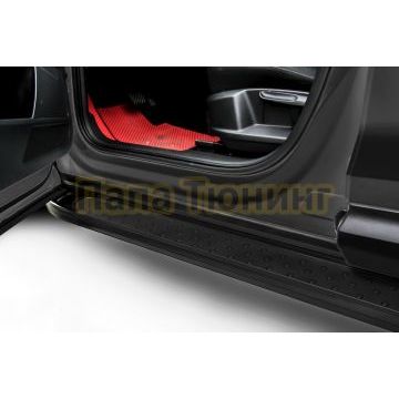 Пороги алюминиевые Standart Black 1800 черные Slitkoff для Geely Tugella 2020-