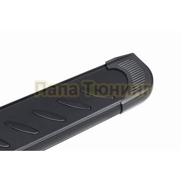 Пороги алюминиевые Prestige Black 1800 черные Slitkoff для Geely Tugella 2020-
