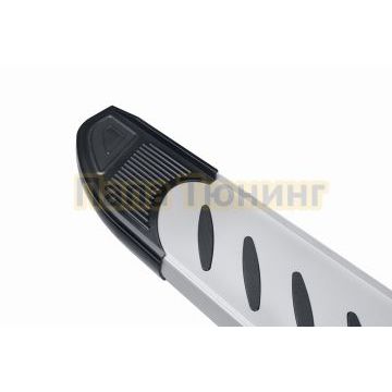 Пороги алюминиевые Prestige Silver 1800 серебристые Slitkoff для Geely Tugella 2020-