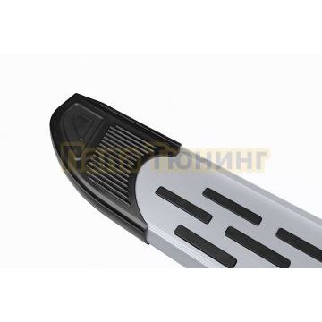 Пороги алюминиевые Premium Silver 1800 серебристые Slitkoff для Geely Tugella 2020-