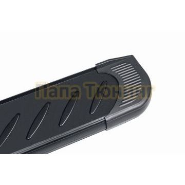 Пороги алюминиевые Elite Black 1800 черные Slitkoff для Geely Tugella 2020-