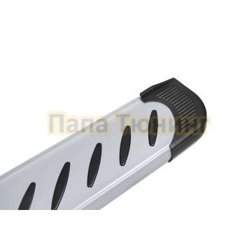 Пороги алюминиевые Elite Silver 1800 серебристые Slitkoff для Geely Tugella 2020-