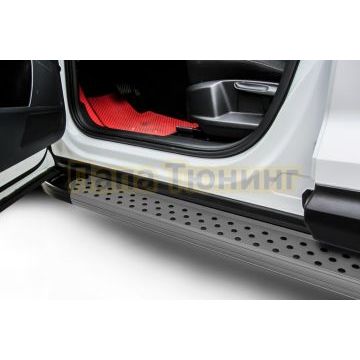 Пороги алюминиевые Standart Grafit 1800 графитовые Slitkoff для Geely Tugella 2020- Пороги алюминиевые Standart Grafit 1800 графитовые Slitkoff для Geely Tugella 2020-