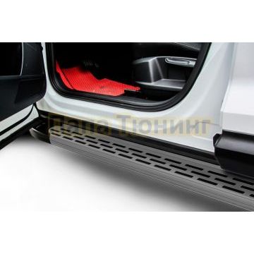 Пороги алюминиевые Premium Grafit 1800 графитовые Slitkoff для Geely Tugella 2020- Пороги алюминиевые Premium Grafit 1800 графитовые Slitkoff для Geely Tugella 2020-