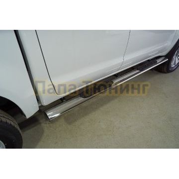 Пороги овальные с накладкой 120х60 мм ТСС для JAC T8 Pro 2020- Пороги овальные с накладкой 120х60 мм ТСС для JAC T8 Pro 2020-