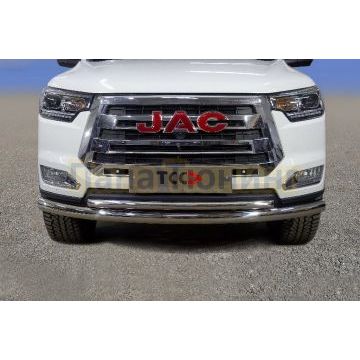 Защита передняя нижняя (двойная) 76,1/42,4 мм ТСС для JAC T8 Pro 2020-