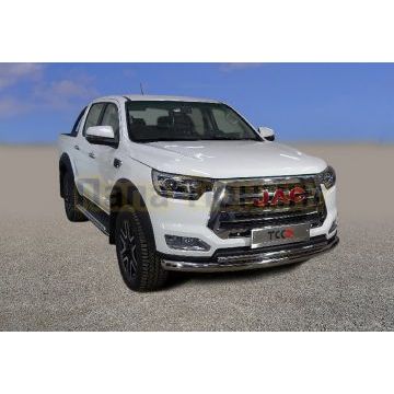 Защита передняя нижняя (двойная) 76,1/42,4 мм ТСС для JAC T8 Pro 2020-