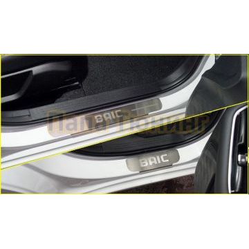Накладки на пороги (лист шлифованный надпись BAIC) 4шт ТСС для Baic U5 Plus Luxury 2023-