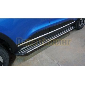 Пороги алюминиевые "Slim Line Silver" 1720 мм ТСС для Kaiyi X3 pro 2023-