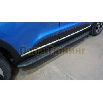 Пороги алюминиевые с пластиковой накладкой (карбон черные) 1720 мм ТСС для Kaiyi X3 pro 2023-