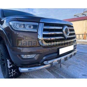 Защита переднего бампера двойная с перемычками Папа Тюнинг для Great Wall Poer 2021-
