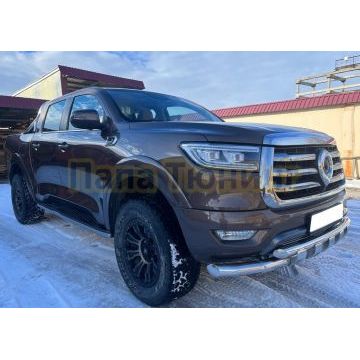 Защита переднего бампера двойная с перемычками Папа Тюнинг для Great Wall Poer 2021-