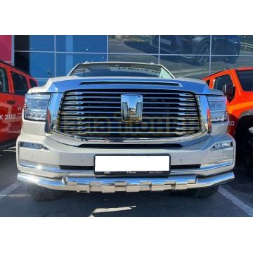 Защита переднего бампера двойная с перемычками d76/60 мм Папа Тюнинг для Tank 500 2023-