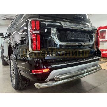 Защита заднего бампера двойная d76/60 мм Папа Тюнинг для Tank 500 2023-