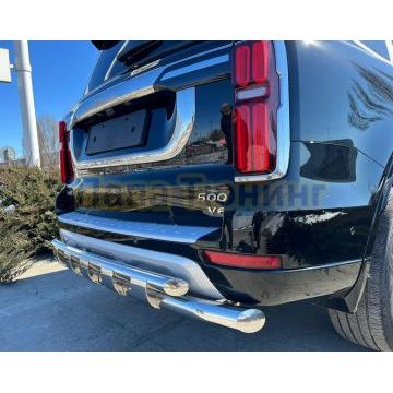 Защита заднего бампера двойная с перемычками d76/60 мм Папа Тюнинг для Tank 500 2023-