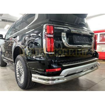 Защита заднего бампера угловая большая двойная d76/42 мм Папа Тюнинг для Tank 500 2023-