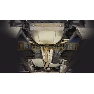 Защиты комплект (алюминий) 4мм (картера и акпп, трубопровода, бака, заднего редуктора) ТСС для Nissan X-Trail (T33) 2024-