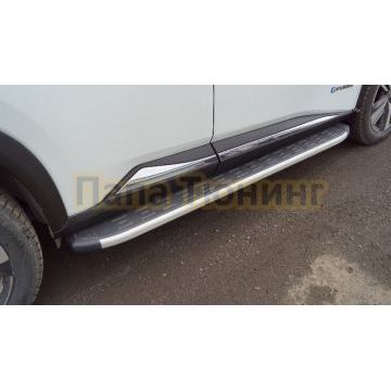 Пороги алюминиевые с пластиковой накладкой 1720 мм ТСС для Nissan X-Trail (T33) 2024- Пороги алюминиевые с пластиковой накладкой 1720 мм ТСС для Nissan X-Trail (T33) 2024-