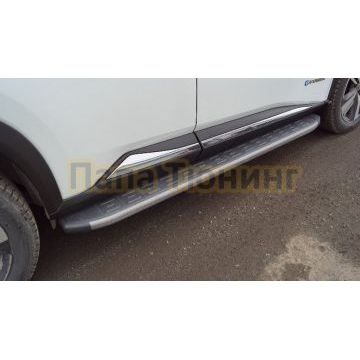 Пороги алюминиевые с пластиковой накладкой (карбон серые) 1720 мм ТСС для Nissan X-Trail (T33) 2024- Пороги алюминиевые с пластиковой накладкой (карбон серые) 1720 мм ТСС для Nissan X-Trail (T33) 2024-