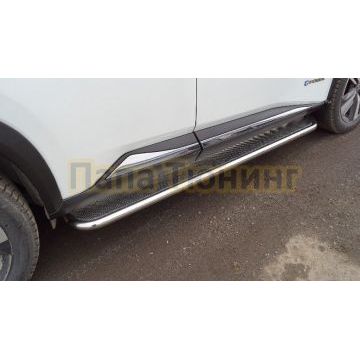 Пороги с площадкой (нерж. лист) 42,4 мм ТСС для Nissan X-Trail (T33) 2024- Пороги с площадкой (нерж. лист) 42,4 мм ТСС для Nissan X-Trail (T33) 2024-