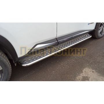 Пороги с площадкой 42,4 мм ТСС для Nissan X-Trail (T33) 2024- Пороги с площадкой 42,4 мм ТСС для Nissan X-Trail (T33) 2024-