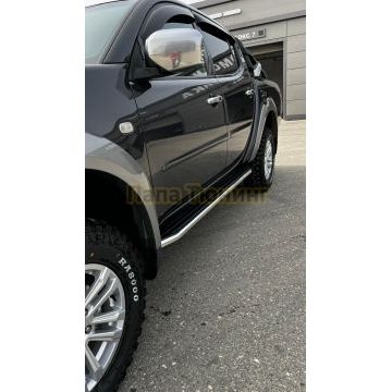 Пороги алюминиевые Rival Premium для Mitsubishi L200/Fiat Fullback 2006-