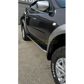 Пороги алюминиевые Rival Premium для Mitsubishi L200/Fiat Fullback 2006-