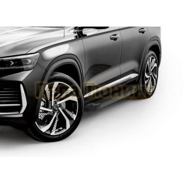 Порог-площадка "Black Start" F180ALB + комплект крепежа, RIVAL, Geely Monjaro, 2023-