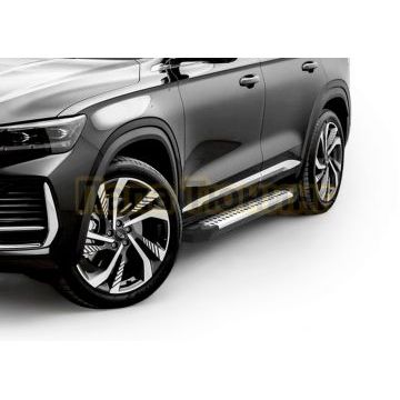 Порог-площадка "Bmw-Style V2" D180AL + комплект крепежа, RIVAL, Geely Monjaro, 2023-