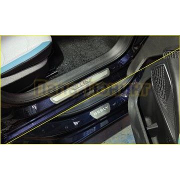 Накладки на пороги (лист шлифованный надпись Geely) 4шт ТСС для Geely Emgrand 2024-
