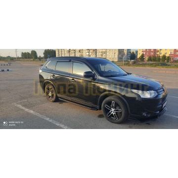 Пороги алюминиевые Rival Black-Premium для Mitsubishi ASX/Outlander/Peugeot 4007/4008/Citroen C 2006-