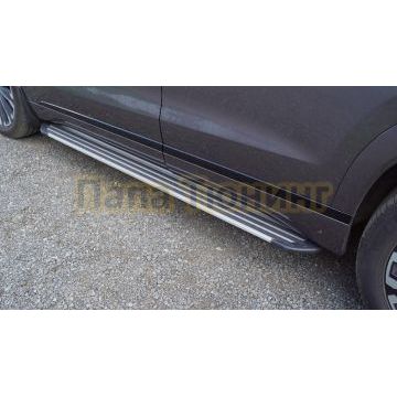 Пороги алюминиевые "Slim Line Silver" 1820 мм ТСС для Chery Tiggo 9 2024-