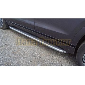 Пороги алюминиевые с пластиковой накладкой (карбон серебро) 1820 мм ТСС для Chery Tiggo 9 2024-