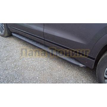 Пороги алюминиевые с пластиковой накладкой (карбон черные) 1820 мм ТСС для Chery Tiggo 9 2024-