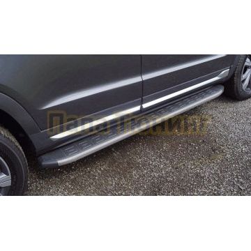 Пороги алюминиевые с пластиковой накладкой (карбон серые) 1820 мм ТСС для Changan CS95 2024-