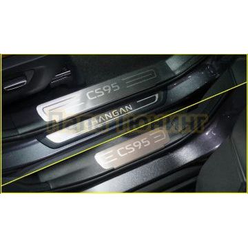 Накладки на пластиковые пороги (лист шлифованный надпись CS95) 4шт ТСС для Changan CS95 2024-