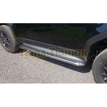 Пороги с площадкой (нерж.лист) d60,3 мм ТСС для Toyota Land Cruiser 250 Prado 2024- Пороги с площадкой (нерж.лист) d60,3 мм ТСС для Toyota Land Cruiser 250 Prado 2024-