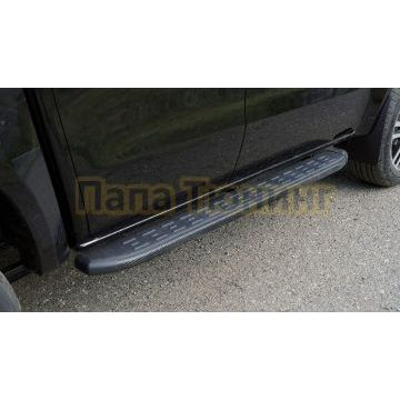 Пороги алюминиевые с пластиковой накладкой (карбон черные) 1920 мм ТСС для JAC T9 2023- Пороги алюминиевые с пластиковой накладкой (карбон черные) 1920 мм ТСС для JAC T9 2023-