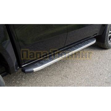 Пороги алюминиевые с пластиковой накладкой (карбон серые) 1920 мм ТСС для JAC T9 2023- Пороги алюминиевые с пластиковой накладкой (карбон серые) 1920 мм ТСС для JAC T9 2023-