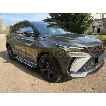 Пороги алюминиевые "Slim Line Silver" 1720 мм ТСС для Geely Coolray 2024-