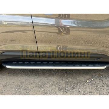 Пороги алюминиевые с пластиковой накладкой 1720 мм ТСС для Geely Coolray 2024-