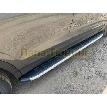 Пороги алюминиевые с пластиковой накладкой 1720 мм ТСС для Geely Coolray 2024-