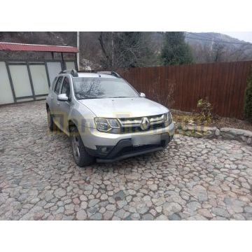 Защита передняя чёрная сталь волна 57 мм Slitkoff для Renault Duster 2011-2015