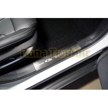 Накладки на пластиковые пороги (лист шлифованный надпись CS75 plus) 2шт ТСС для Changan CS75 plus 2023-
