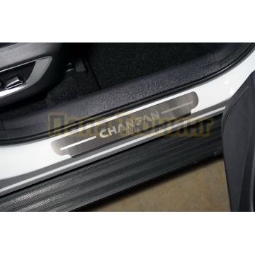 Накладки на пороги (лист шлифованный надпись Changan) 4шт ТСС для Changan CS75 plus 2023-