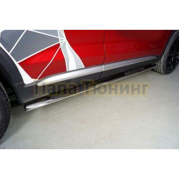 Пороги овальные с накладкой 75х42 мм ТСС для Changan CS75 plus 2023- Пороги овальные с накладкой 75х42 мм ТСС для Changan CS75 plus 2023-