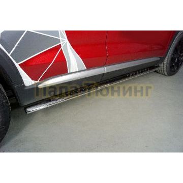 Пороги овальные с проступью 75х42 мм ТСС для Changan CS75 plus 2023- Пороги овальные с проступью 75х42 мм ТСС для Changan CS75 plus 2023-